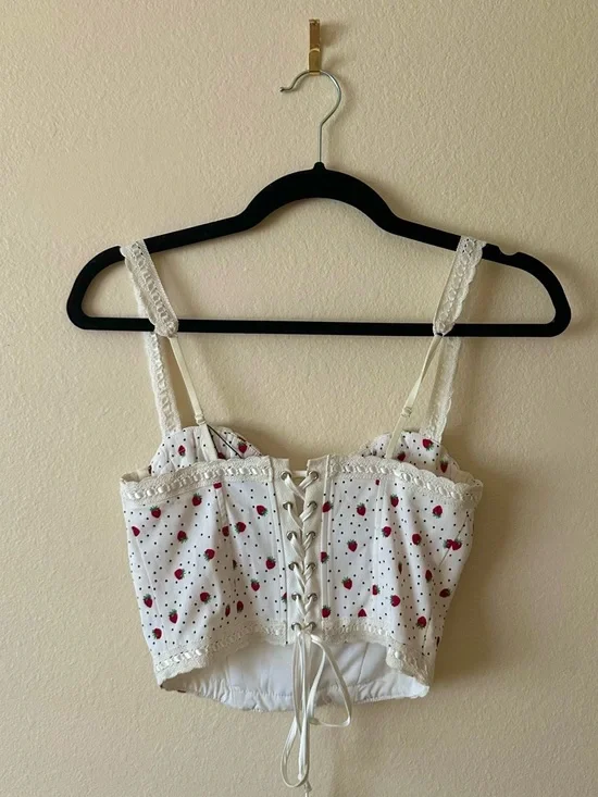 Garage White Strawberry Print Cupped Bustier (Brand new with tags) - Picture 4 of 5